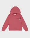 Moncler Girl's Embroidered Logo Appliqué Hoodie In Pink