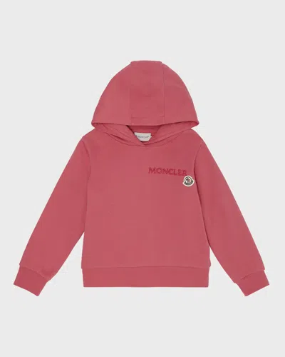 MONCLER GIRL'S EMBROIDERED LOGO APPLIQUÉ HOODIE