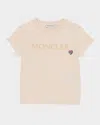 Moncler Girl's Embroidered Logo-bell T-shirt In Light Pink
