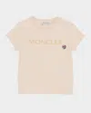Moncler Girl's Embroidered Logo-bell T-shirt In Light Pink