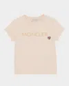 Moncler Girl's Embroidered Logo-bell T-shirt In Light Pink