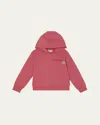 Moncler Girl's Embroidered Logo Appliqué Hoodie In Pink
