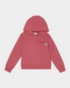 Moncler Girl's Embroidered Logo Appliqué Hoodie In Pink