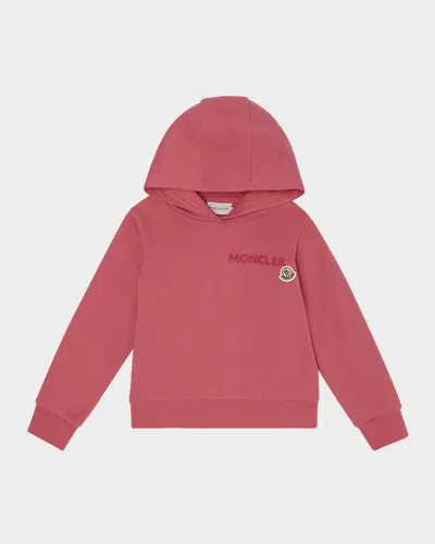 MONCLER GIRL'S EMBROIDERED LOGO PATCH HOODIE