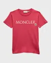 Moncler Girl's Embroidered Logo-print T-shirt In Berry
