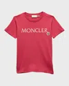 Moncler Girl's Embroidered Logo-print T-shirt In Berry