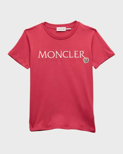 MONCLER GIRL'S EMBROIDERED LOGO-PRINT T-SHIRT