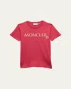 Moncler Kids' Girl's Embroidered Logo-print T-shirt In Pink