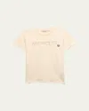 Moncler Girl's Embroidered Logo-print T-shirt In Neutral