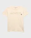 Moncler Girl's Embroidered Logo-print T-shirt In White