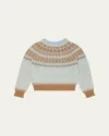 Moncler Girl's Fair Isle Wool Crewneck Sweater