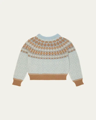 MONCLER GIRL'S FAIR ISLE WOOL CREWNECK SWEATER