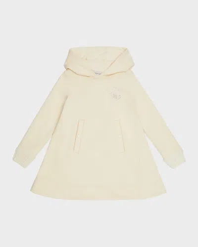 Moncler Kids' Girl's Fleece Dress W/ Embellished Logo Bell In White