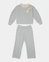 Moncler Girl's Floral Applique Sweatshirt & Sweatpants Set In Gray