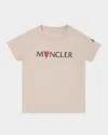 Moncler Kids' Girl's Heart Logo-print Short-sleeve T-shirt In Pink