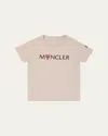 Moncler Girl's Heart Logo-print Short-sleeve T-shirt In Pink