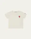 Moncler Girl's Heart Logo-print Short-sleeve T-shirt In White