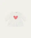 Moncler Girl's Heart Logo-print Sweatshirt Dress In White