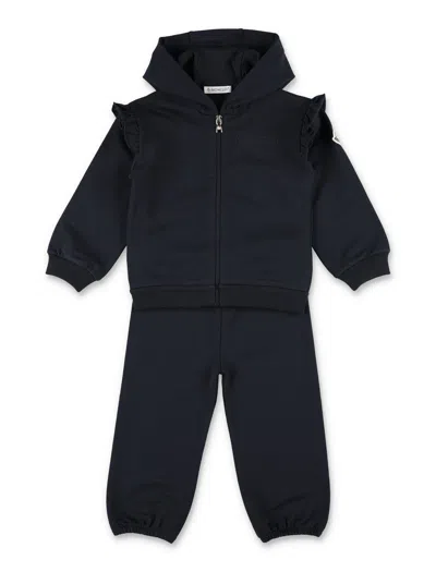 Moncler Girl's Hooded Zip-up Track Set In Blue