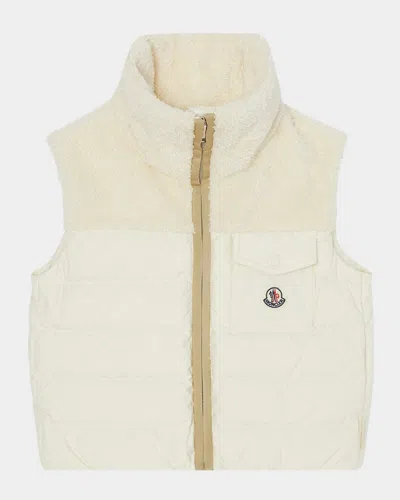 Moncler Kids' Girl's Jeromy Teddy Trim Vest In Light Beige