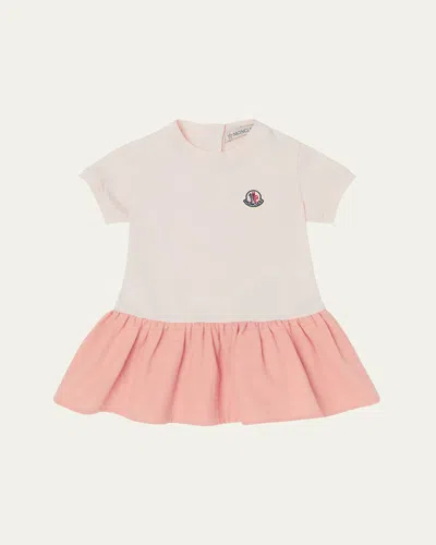 Moncler Babies' Girl's Jersey Woven Combo Dress In Light Pink