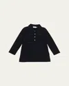 Moncler Girl's Knitted Trim Dress In Navy