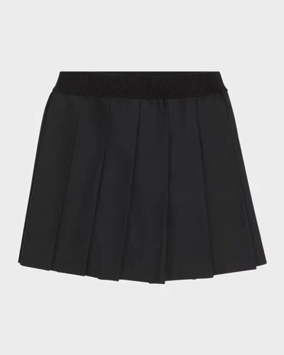 Moncler Kids' Girl's Logo Emblem Pleated Skirt In Black