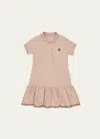 Moncler Girl's Logo Patch Polo Dress In Neutral