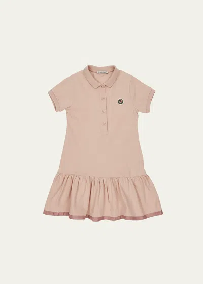 Moncler Kids' Girl's Logo Patch Polo Dress In Neutral