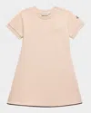 Moncler Girl's Logo-script Jersey Dress In Light Pink