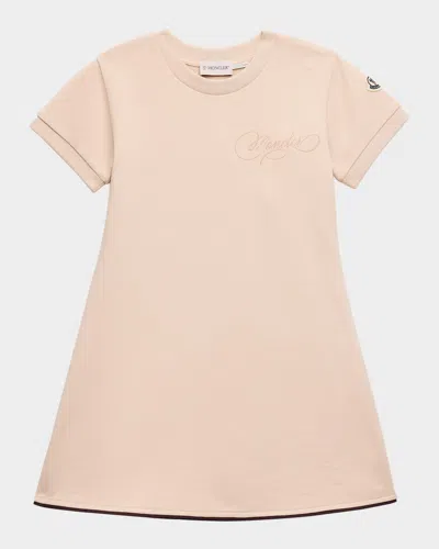 Moncler Kids' Girl's Logo-script Jersey Dress In Light Pink