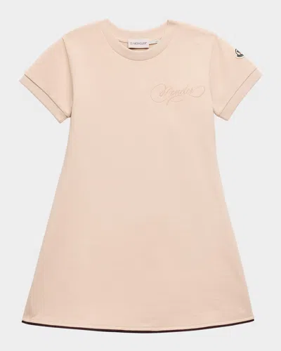 Moncler Kids' Girl's Logo-script Jersey Dress In Pink