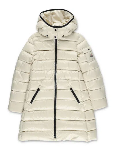 Moncler Girl Mini Nylon Puffer Coat In Bianco