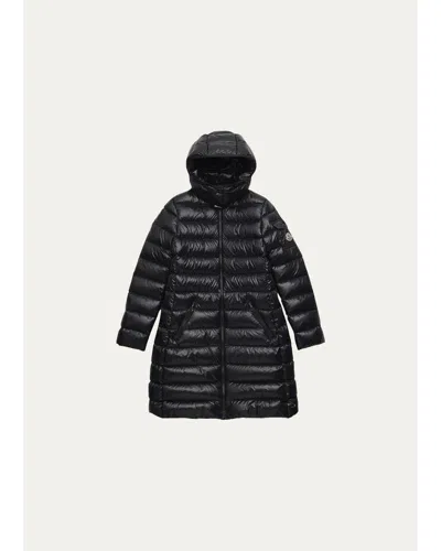Moncler Kids' Girl's Moka Hooded Down Jacket In Black