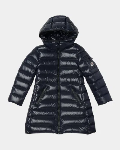Moncler Kids' Girl's Moka Long Down Coat In Black