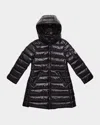 Moncler Girl's Moka Shiny Puffer Coat In Black