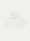 Moncler Girl's Odile A-line Ruffle-trim Coat In Navy