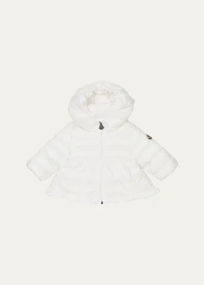 Moncler Kids' Girl's Odile A-line Ruffle-trim Coat In Navy