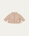 Moncler Girl's Onica Ruffled A-line Down Coat In Brown