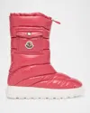 Moncler Girl's Petit Gaia Logo Pocket Down Snow Boots, Toddler/kids In Pink