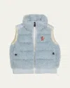 Moncler Padded Teddy Vest Blue In Medium Blue