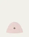 Moncler Girl's Rib-knit Wool Beanie With Earflaps In Pink