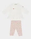 Moncler Girl's Ruffle Top & Leggings Set In White