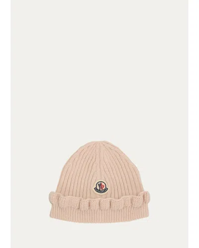 Moncler Kids' Girl's Ruffle-trimmed Wool & Cashmere Beanie In Pink