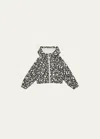 Moncler Girl's Scattered Logo Letters Printed Jacket In Black