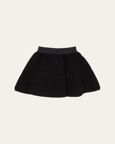 MONCLER GIRL'S SEQUIN FLEECE PLEATED MINI SKIRT