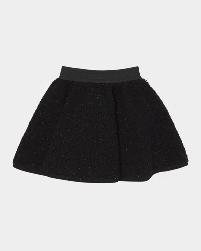 MONCLER GIRL'S SEQUIN FLEECE PLEATED MINI SKIRT