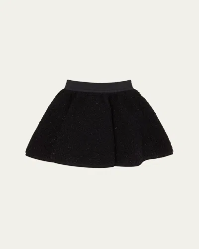 MONCLER GIRL'S SEQUIN FLEECE PLEATED MINI SKIRT