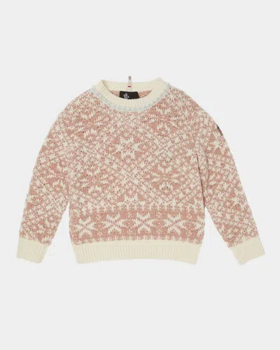 Moncler Kids' Girl's Snowflake Intarsia Sweater In Pink