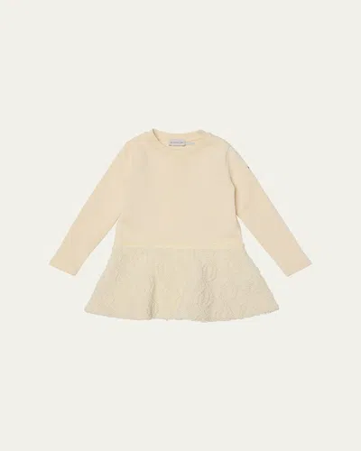 Moncler Kids' Girl's Sweatshirt Combo Fit & Flare Dress In Neutral